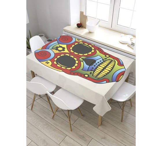 Скатерть прямоугольная из сатена JOYARTY Цветной череп tc_35938_120x145 1