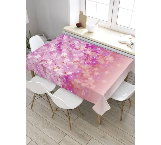 Скатерть прямоугольная из сатена JOYARTY Цветочный дождь tc_35533_120x145 1