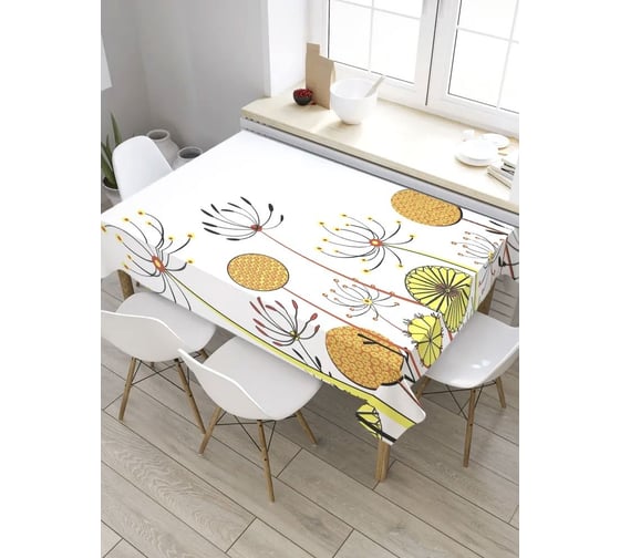 Скатерть прямоугольная из сатена JOYARTY Цветочные зонтики и шары tc_32922_120x145 1