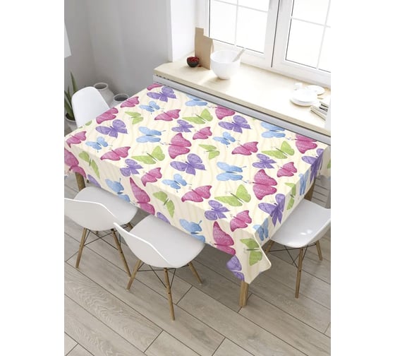 Скатерть прямоугольная из сатена JOYARTY Цветные бабочки tc_32893_120x145 1