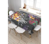Скатерть прямоугольная из сатена JOYARTY Цветочные пятна на черном фоне tc_6500_120x145