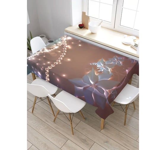 Скатерть прямоугольная из сатена JOYARTY Цветочные бусы tc_5688_120x145 1