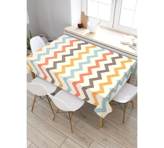 Скатерть прямоугольная из сатена JOYARTY Цветные зигзаги tc_79811_120x145 1