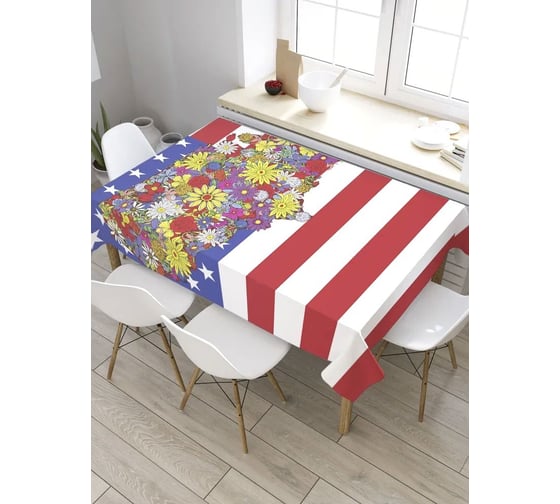 Скатерть прямоугольная из сатена JOYARTY Цветочная америка tc_8063_120x145 1