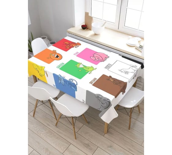 Скатерть прямоугольная из сатена JOYARTY Цвета и животные tc_7366_120x145 1