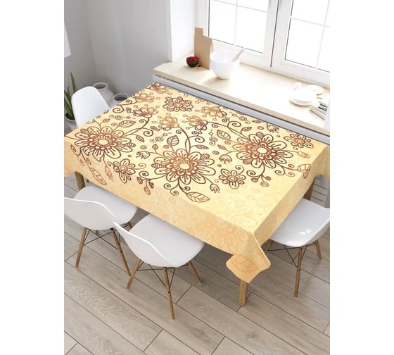 Скатерть прямоугольная из сатена JOYARTY Цветочный круг tc_46526_120x145 1