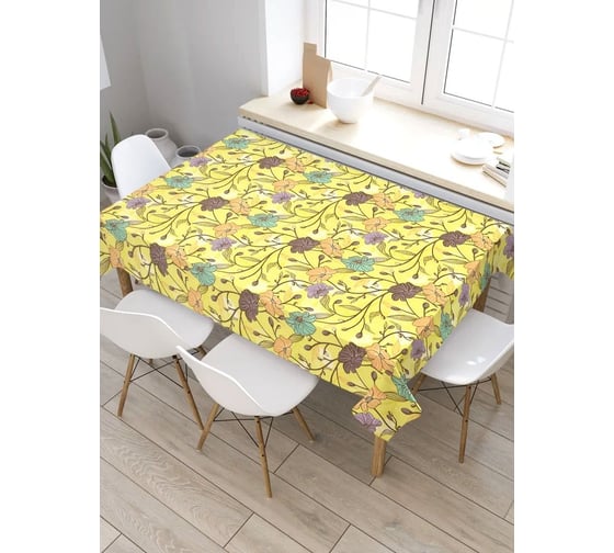 Скатерть JoyArty Цветочный узор дудл, прямоугольная, из сатена tc_28902_120x145 1