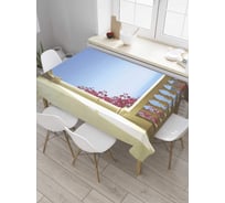 Скатерть JoyArty Цветущая террасса, прямоугольная, из сатена tc_9178_120x145