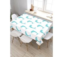 Прямоугольная скатерть из сатена JoyArty Танец дельфинов tc_20431_120x145