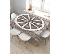 Прямоугольная скатерть из сатена JoyArty Тележное колесо tc_38270_120x145