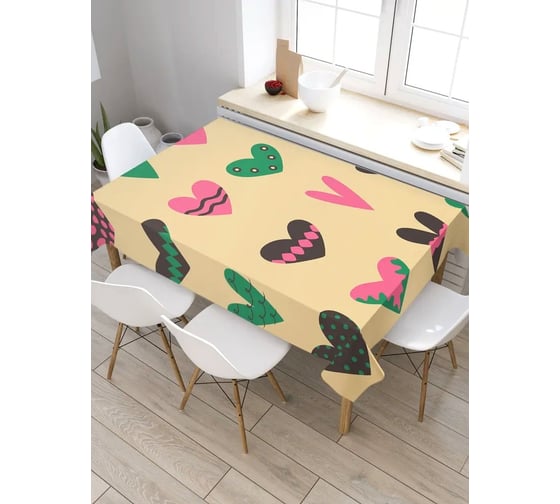 Прямоугольная скатерть из сатена JoyArty Текстурные сердечки tc_30952_120x145 1