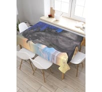 Прямоугольная скатерть из сатена JoyArty Темный единорог tc_5133_120x145