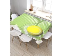 Прямоугольная скатерть из сатена JoyArty Теннисная ракетка и мяч tc_4631_120x145