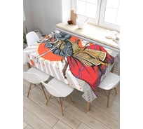 Прямоугольная скатерть из сатена JoyArty Тигр самурай tc_5387_120x145