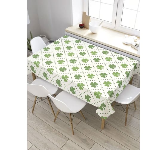 Прямоугольная скатерть из сатена JoyArty Трилистники tc_35548_120x145 1