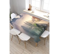 Прямоугольная скатерть из сатена JoyArty Туманные горы tc_36642_120x145