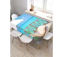Прямоугольная скатерть из сатена JoyArty Терасса у моря tc_9383_120x145