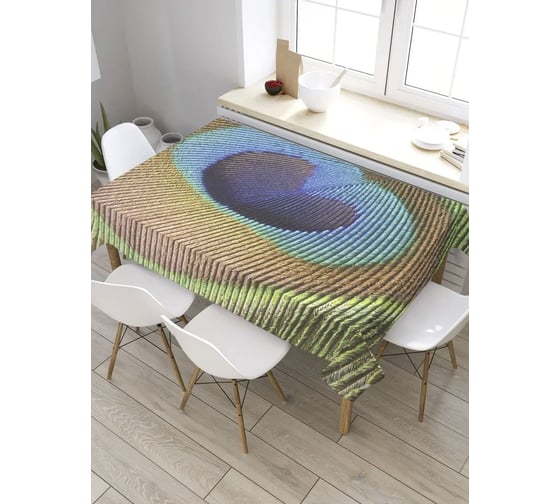 Прямоугольная скатерть из сатена JoyArty Узор на перьях tc_9036_120x145 1