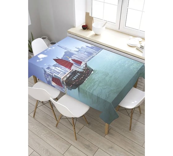 Прямоугольная скатерть из сатена JoyArty Туристический корабль tc_8955_120x145 1