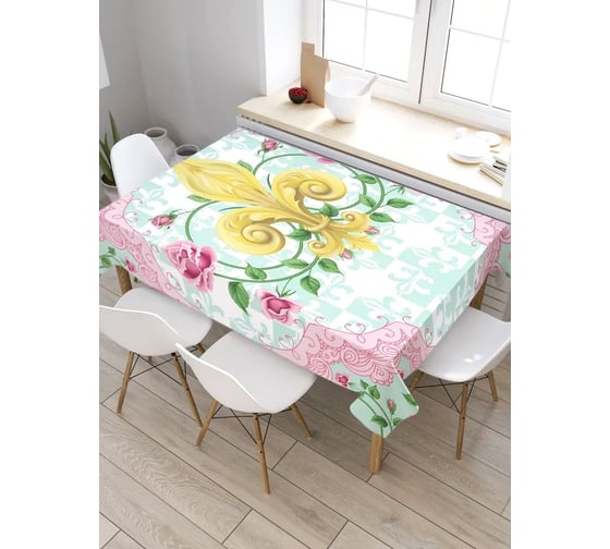 Скатерть JoyArty Цветы в мраморе, прямоугольная, из сатена tc_8553_120x145 1