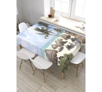 Прямоугольная скатерть из сатена JoyArty Тростниковые зонты tc_28339_120x145