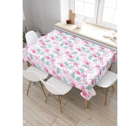 Скатерть JoyArty Цветы с ажурными листьями, прямоугольная, из сатена tc_32458_120x145
