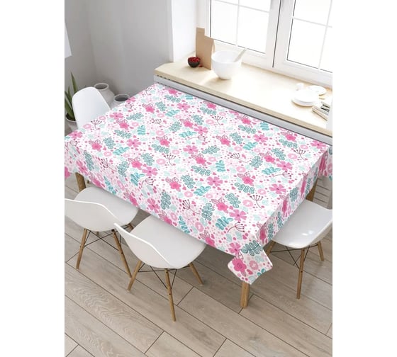 Скатерть JoyArty Цветы с ажурными листьями, прямоугольная, из сатена tc_32458_120x145 1