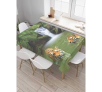 Прямоугольная скатерть из сатена JoyArty Тигровые краски tc_2772_120x145