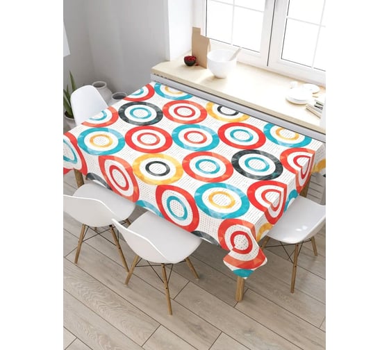 Прямоугольная скатерть из сатена JoyArty Узоры с кругами tc_18647_120x145 1