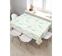 Прямоугольная скатерть из сатена JoyArty Узор с птицами и перьями tc_19712_120x145