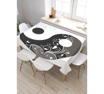 Прямоугольная скатерть из сатена JoyArty Узорчатый Инь и ян tc_18580_120x145