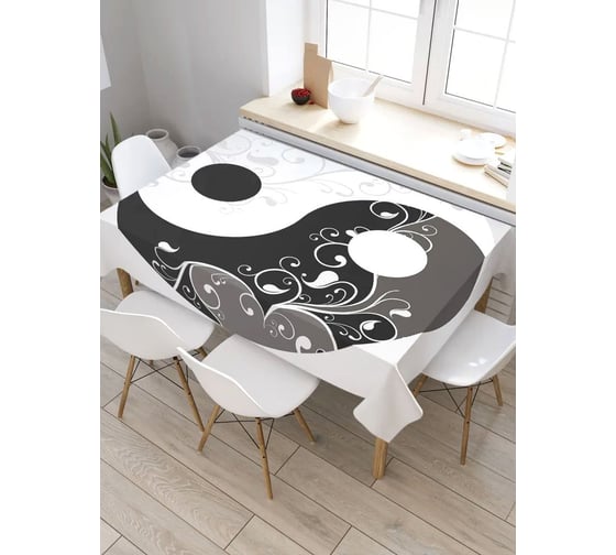 Прямоугольная скатерть из сатена JoyArty Узорчатый Инь и ян tc_18580_120x145 1