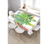 Прямоугольная скатерть из сатена JoyArty Тропические растения и бабочки tc_30466_120x145