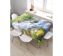 Прямоугольная скатерть из сатена JoyArty Утренние лучи на водопаде tc_21801_120x145