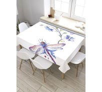 Скатерть прямоугольная JoyArty Стрекоза на цветке из сатена tc_35202_120x145