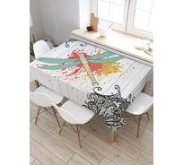 Скатерть прямоугольная JoyArty Стрекоза на кляксе из сатена tc_5268_120x145