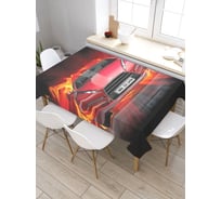 Скатерть прямоугольная JoyArty Спортивная машина в огне из сатена tc_46087_120x145