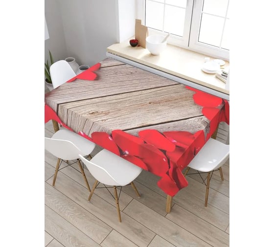 Скатерть прямоугольная тканевая JOYARTY на стол с рисунком Сердце из роз 120х145 см tc_422709_120x145 1