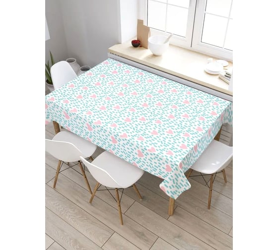 Скатерть прямоугольная тканевая JOYARTY на стол с рисунком Поле сердец 120х145 см tc_422722_120x145 1