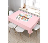 Скатерть прямоугольная тканевая JOYARTY на стол с рисунком Почтальон с подарком 120х145 см tc_422668_120x145