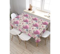 Скатерть прямоугольная тканевая JOYARTY на стол с рисунком Объемные сердца 145х180 см tc_422656_180x145