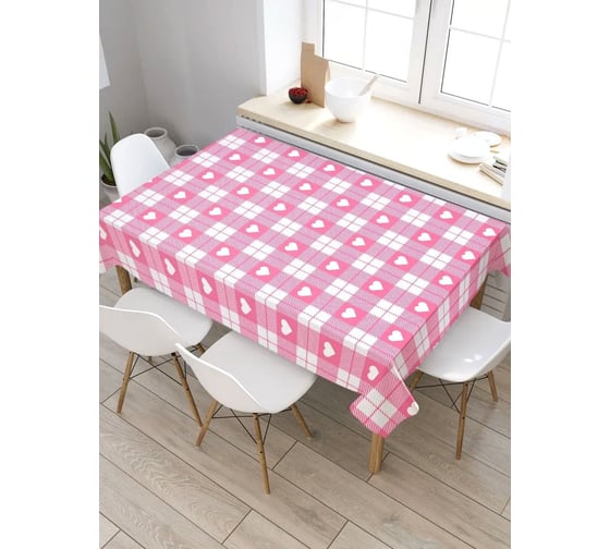 Скатерть прямоугольная тканевая JOYARTY на стол с рисунком Сердце в клетке 120х145 см tc_422633_120x145 1