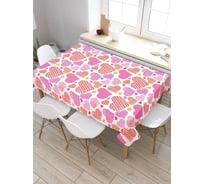 Скатерть прямоугольная тканевая JOYARTY на стол с рисунком Много сердец 145х180 см tc_422653_180x145