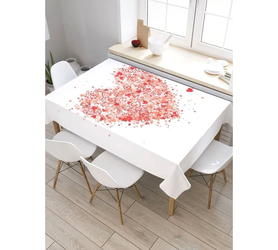 Скатерть прямоугольная тканевая JOYARTY на стол с рисунком Воздушное сердце 120х145 см tc_422620_120x145 1