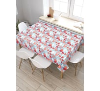 Скатерть прямоугольная водоотталкивающая JOYARTY на стол Белые сердечки 145x180 см tcox_422652_180x145