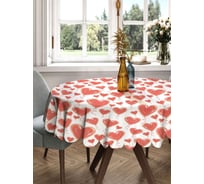 Скатерть круглая тканевая JOYARTY на стол с рисунком Шар из сердца 150х150 см rtcf01_422634_150x150