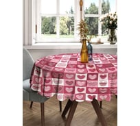 Скатерть круглая тканевая JOYARTY на стол с рисунком Панно с сердцами 150х150 см rtcf01_422619_150x150