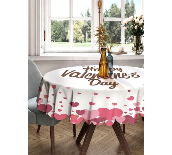 Скатерть круглая тканевая JOYARTY на стол с рисунком День святого Валентина 150х150 см rtcf01_422627_150x150 1