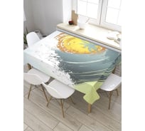 Прямоугольная скатерть из сатена JoyArty Тропическая волна tc_36488_120x145