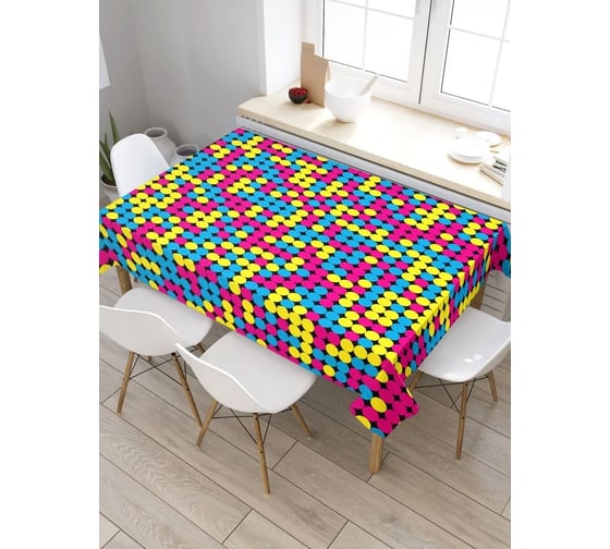 Прямоугольная скатерть из сатена JoyArty Точечные краски tc_30302_120x145 1